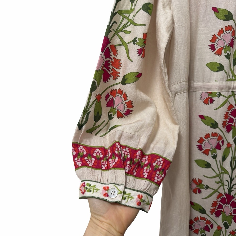 Elizabeth James The Label Lucia Floral Belted Midi Dress Size XL Linen Blend - Picture 8 of 11